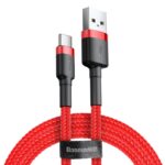 (1426) Kabelis USB2.0 A kištukas - USB C kištukas, 1.0m QC3.0 su nailoniniu šarvu raudonas BASEUS - Image 2