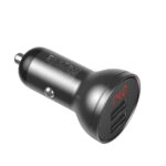 (1438) Automobilinis įkroviklis 24W 12-24V 2xUSB 4.8A su LED indikacija, pilkas - Image 4
