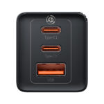 Sieninis įkroviklis GaN5 Pro 65W USB + 2xUSB-C QC3.0 PD3.0 su USB-C 1m laidu, juodas