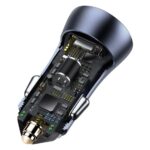 (1443) Automobilinis įkroviklis 40W 12-24V USB + USB-C QC4+ PD3.0 SCP FCP AFC, pilkas - Image 2