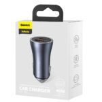 (1443) Automobilinis įkroviklis 40W 12-24V USB + USB-C QC4+ PD3.0 SCP FCP AFC, pilkas - Image 3