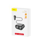 (1452) Automobilinis maitinimo ilgiklis - kištukas -> 2 lizdai (maks. 80W) + 2xUSB 3.1A, juodas - Image 2