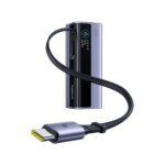 LiPo išorinis akumuliatorius (Powerbank) 20000mAh 145W, su įmontuotu USB-C kabeliu, USB-A, USB-C pilkas EnerGeek GR11 BASEUS - Image 2