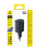 Sieninis įkroviklis PicoGo AE11 67W USB-A + 2xUSB-C QC PD, juodas - Image 3