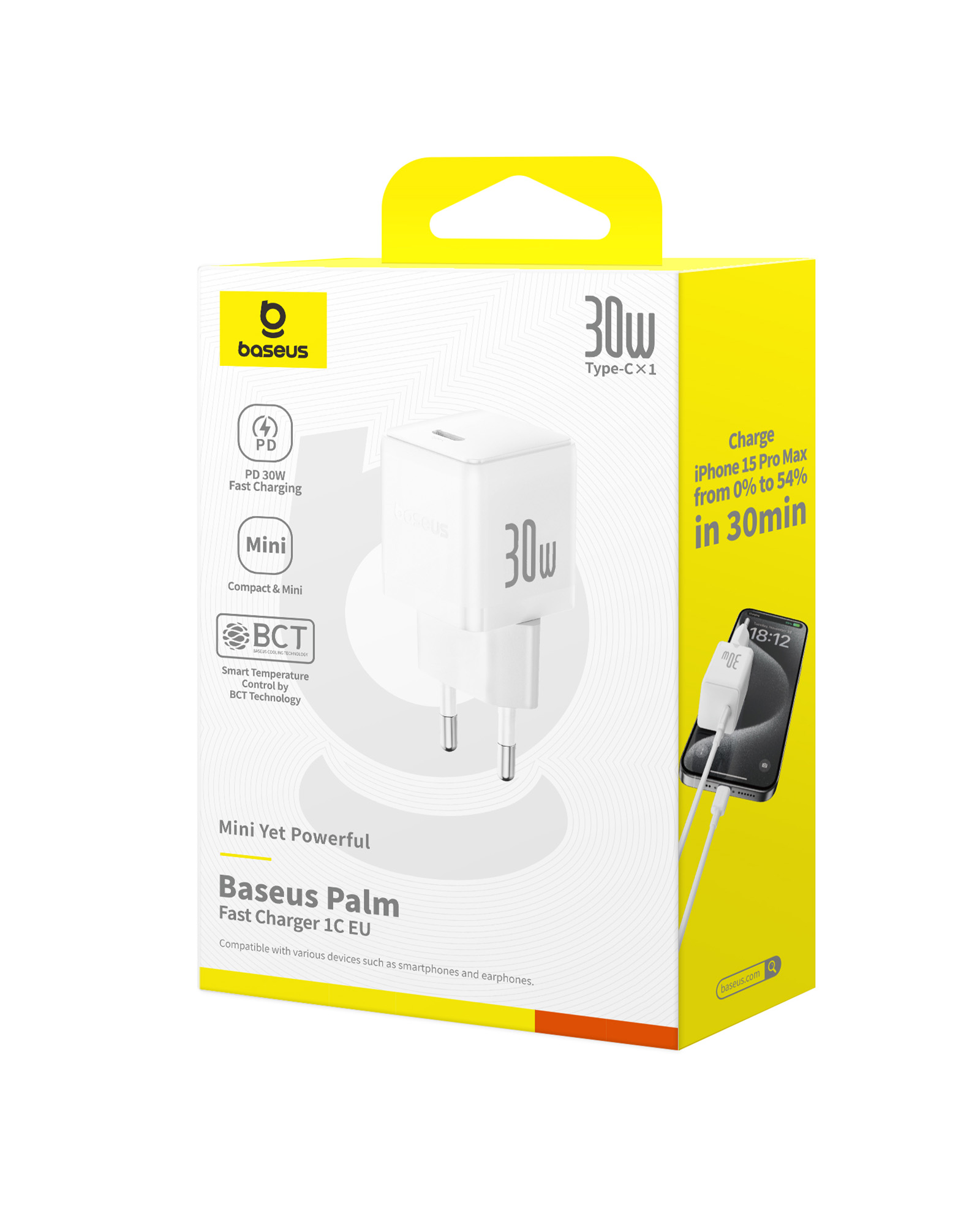 P10111605213-01_5 Sieninis įkroviklis Palm 30W USB-C QC3.0 PD3.0, baltas - Image 1