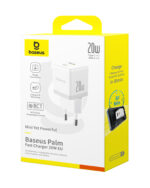 Sieninis įkroviklis Palm 20W USB + USB-C QC3.0 PD3.0, baltas - Image 3