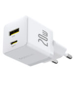 "Sieninis įkroviklis Palm 20W USB + USB-C QC3.0 PD3.0 su USB-C kabeliu 1m, baltas - Image 3