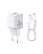 "Sieninis įkroviklis Palm 20W USB + USB-C QC3.0 PD3.0 su USB-C kabeliu 1m, baltas - Image 6