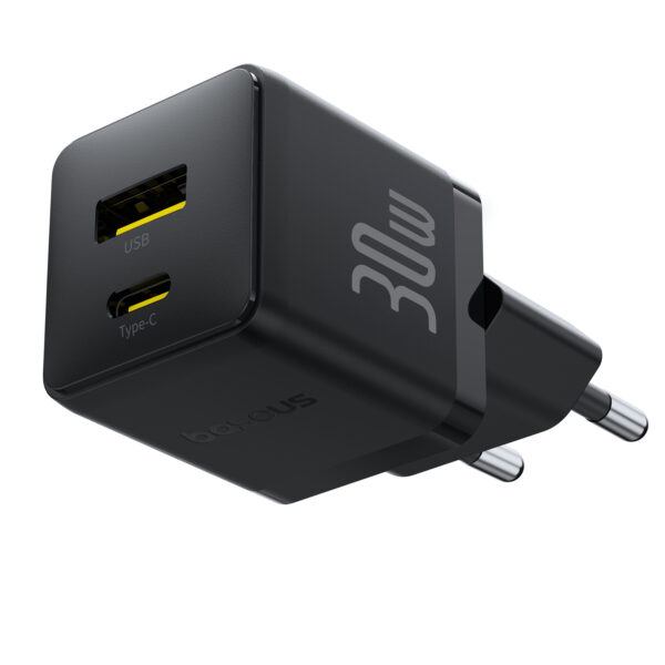 Sieninis įkroviklis Palm 30W USB + USB-C QC3.0 PD3.0 juodas