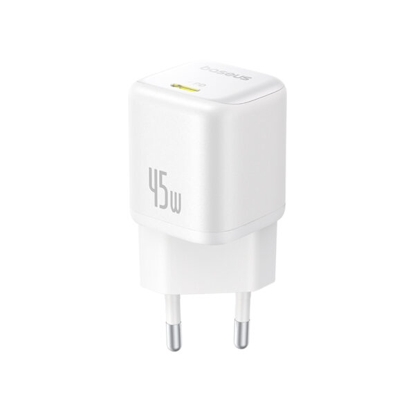 Sieninis įkroviklis PicoGo GaN 45W USB-C QC PD, baltas