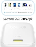 Sieninis įkroviklis PicoGo GaN 45W USB-C QC PD, baltas - Image 2
