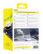Sieninis įkroviklis EnerFill FE11 100W USB-A + 2xUSB-C QC PD, baltas - Image 4