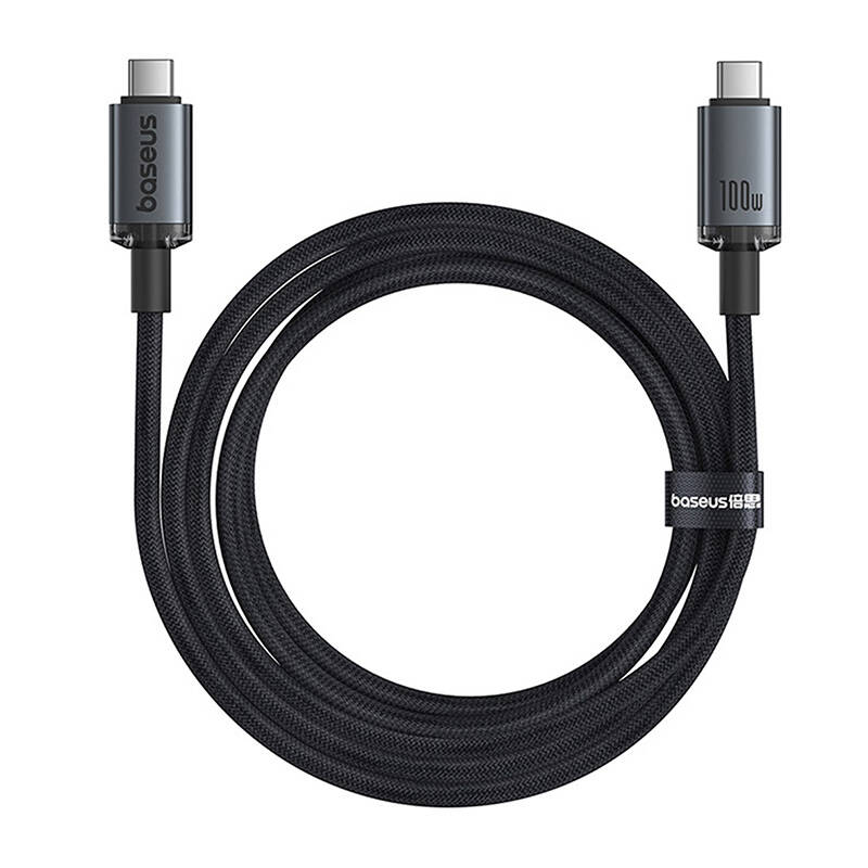 P1031820411100_d Kabelis USB C - USB C 1.5m 100W USB3.2, 20Gbps, 4K@60Hz Crystal Shine BASEUS, juodas - Image 1
