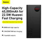LiPo išorinis akumuliatorius (PowerBank) 40000mAh 22.5W USB + USB-C Adaman juodas BASEUS - Image 10
