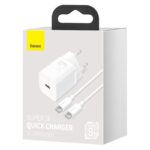 Baseus wall charger Super Si PD 25W 1x USBC white + USB-C - USB-C cable - Image 4